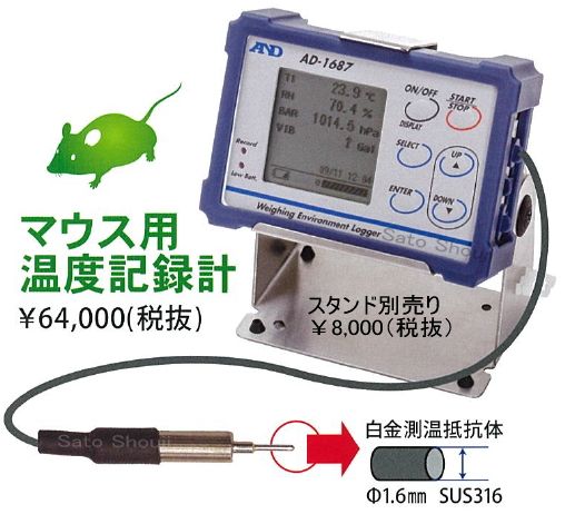 マウス用動物温度記録計セット【SATO測定器.COM】