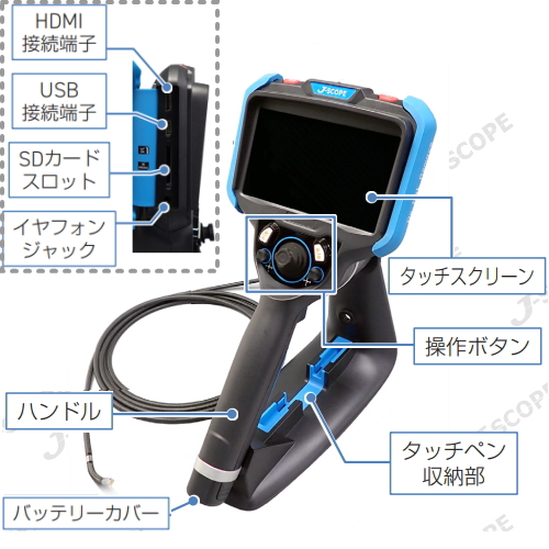 防水耐油工業用内視鏡JQX φ6.0mm (HD画質/HDMI/WiFi)【Jスコープ 