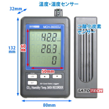 サトテック データロガーデジタル温湿度・CO2計 MCH-383SD J | SD 