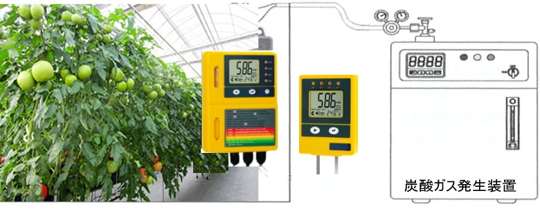 ハウス栽培で二酸化炭素CO2（炭酸ガス）設置型警報器MJ-CO2-5P（低濃度から高濃度）