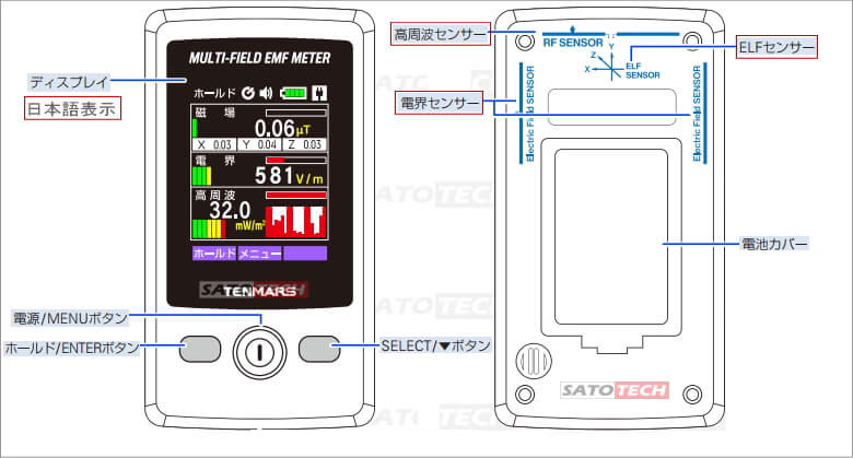 電磁波測定器 TM-190 サトテック | 電磁波測定器ガウスメータ【SATO