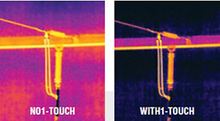 カメラ液晶画面上で触れるだけで温度分布域を自動調整するワンタッチレベル・スパン