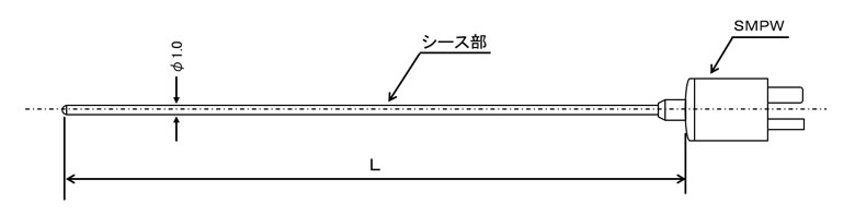 スリーブレスシースT熱電対 φ1.0mm (日本製)の図面