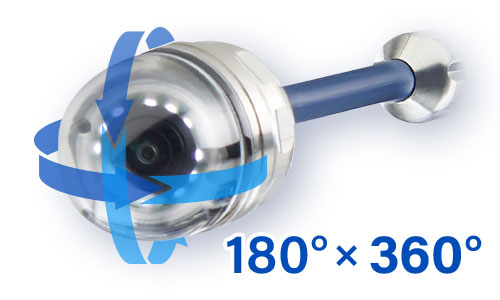 カメラヘッドは左右に180°×360°回転