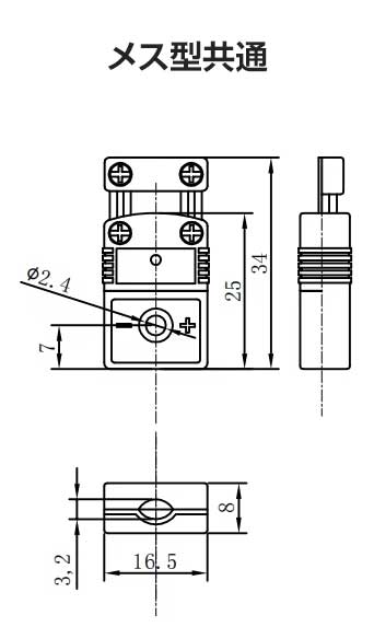 ケーブルクランプ付ミニコネクタ STPW-CC シリーズ寸法図(メス)