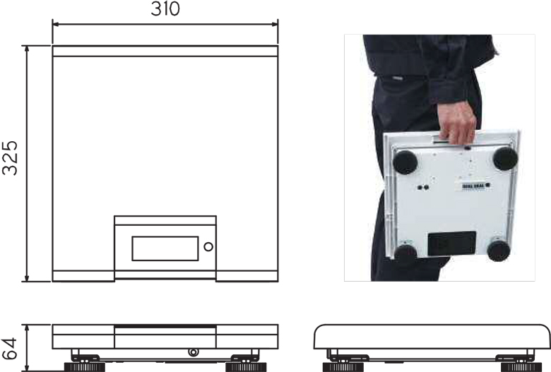 ヤマト デジタルポータブルスケール DP-8700PW 寸法図